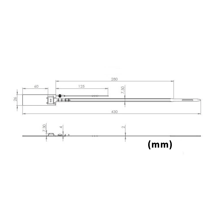 VersaPost - Durchziehplombe mit Metalleinsatz (nummeriert) Abmessungen